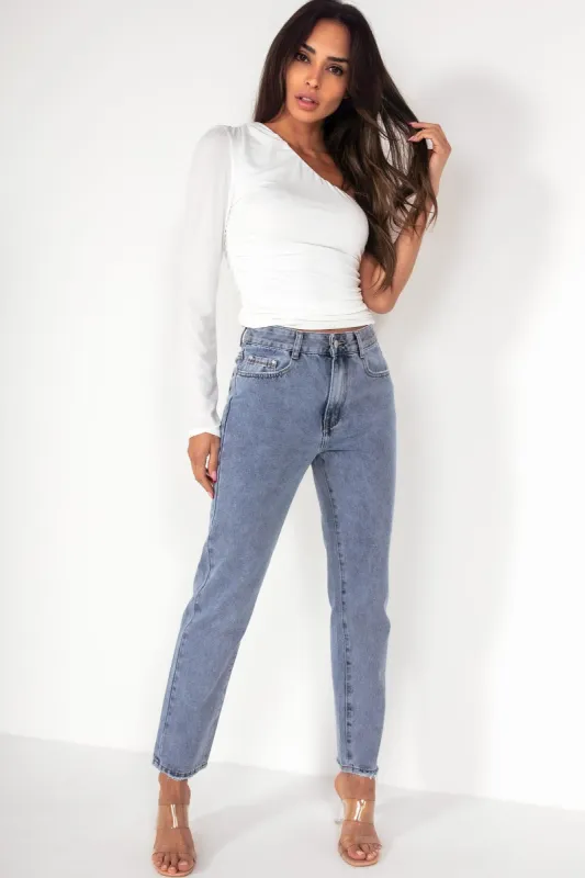 Lennon Blue Wash Mom Jeans sold by Va Va Voom