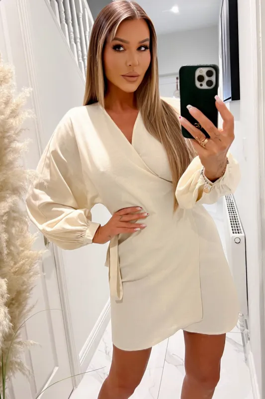 Courtney Stone Linen Wrap Dress sold by Va Va Voom