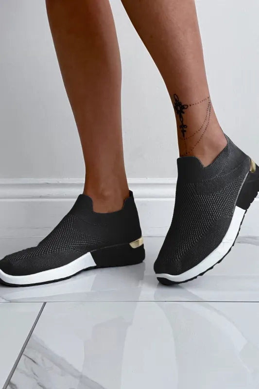 Hudson Black Knit Slip On Trainers made by Vavavoom