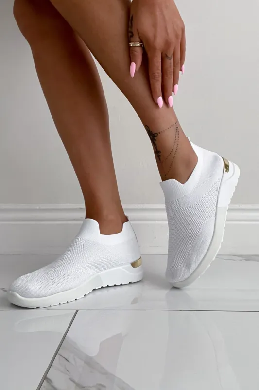 Hudson White Knit Slip On Trainers sold by Va Va Voom