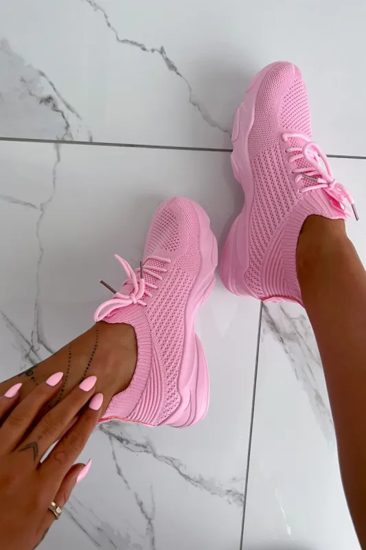 Maya Pink Knit Trainers sold by Va Va Voom