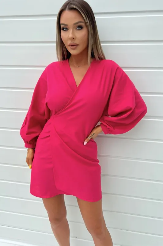 Courtney Pink Linen Wrap Dress sold by Va Va Voom