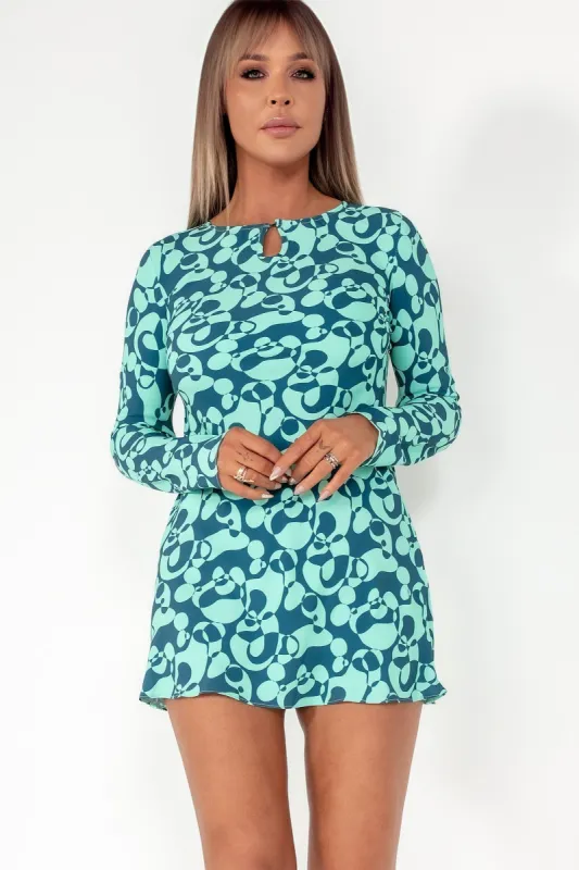 Glamorous Emma Green Abstract Print Dress sold by Va Va Voom