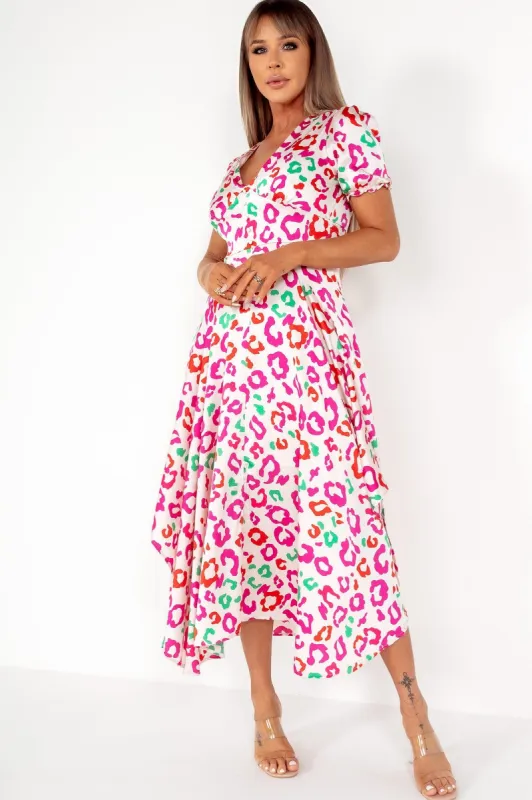 Cove White Satin Animal Print Midaxi Dress sold by Va Va Voom
