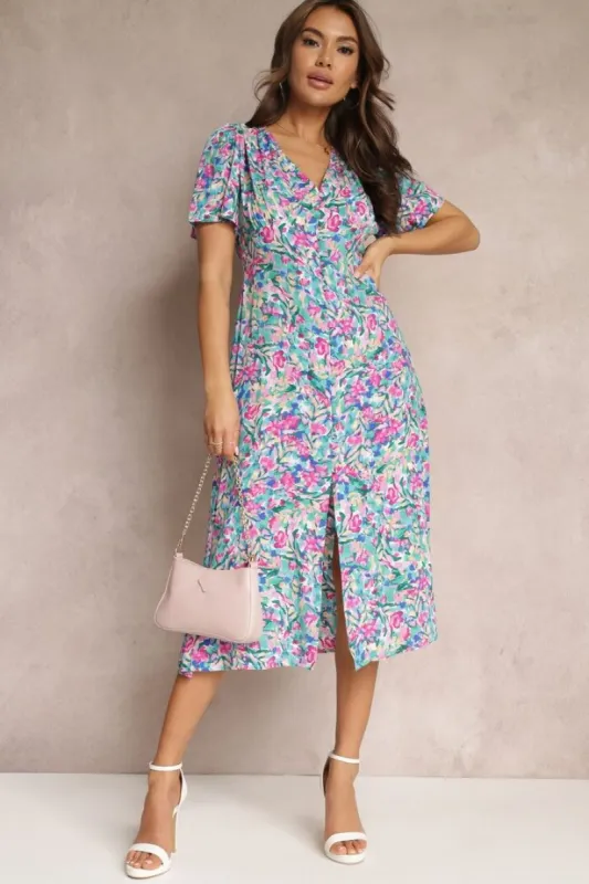 Lizzy Multi Floral Button Up Midi Dress sold by Va Va Voom