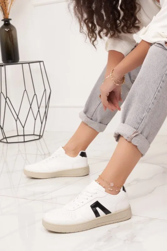 Gabrielle Black and White Panel Flatform Trainers sold by Va Va Voom