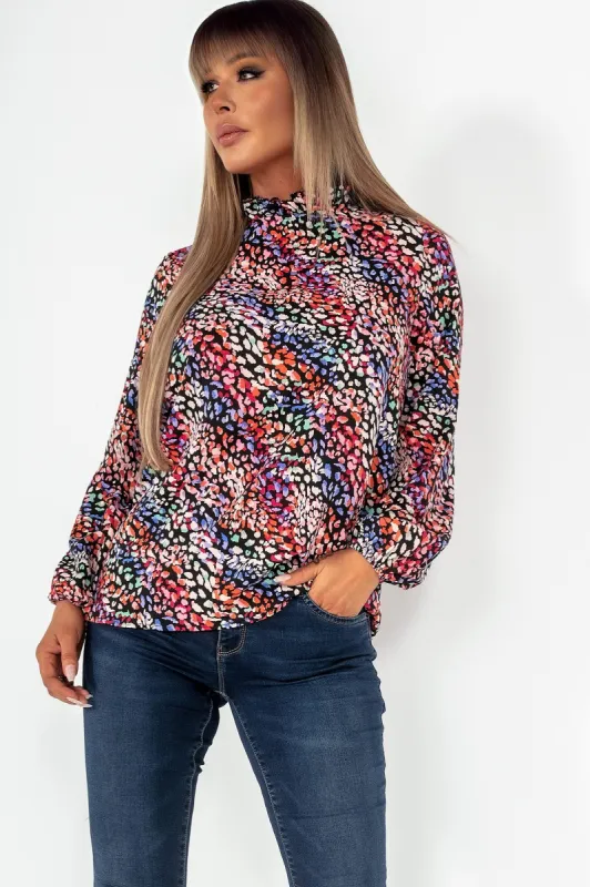 AX Paris Cheryl Multi Animal Print Blouse made by Vavavoom
