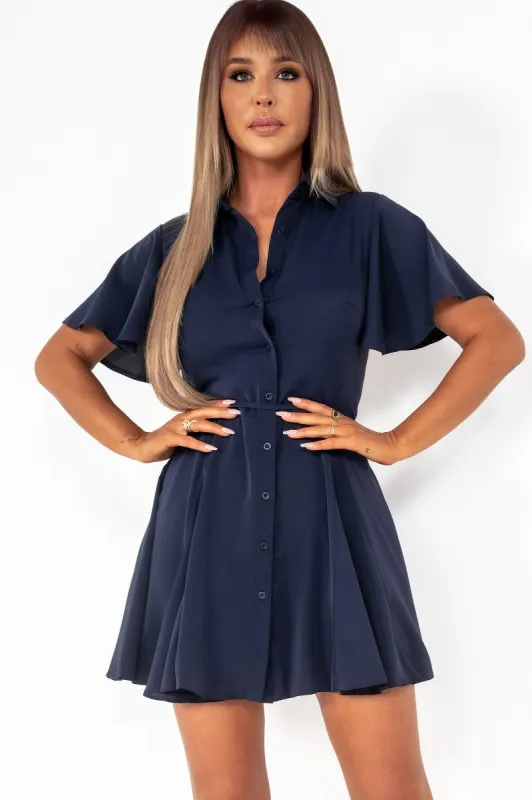 AX Paris Indigo Navy Skater Dress sold by Va Va Voom