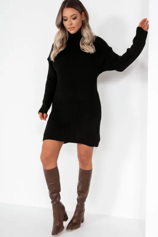 Arianna Black Knit Jumper Dress sold by Va Va Voom