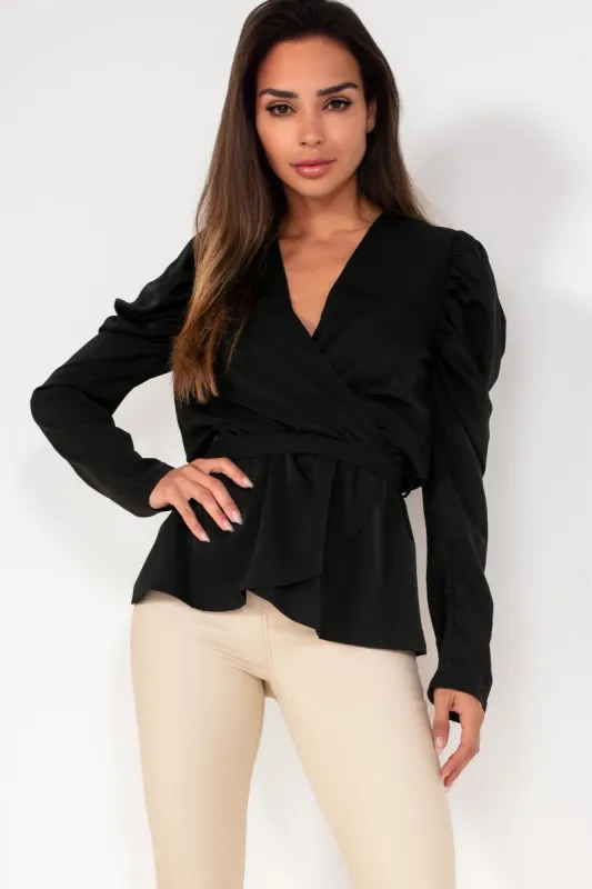 AX Paris Harley Black Wrap Top sold by Va Va Voom