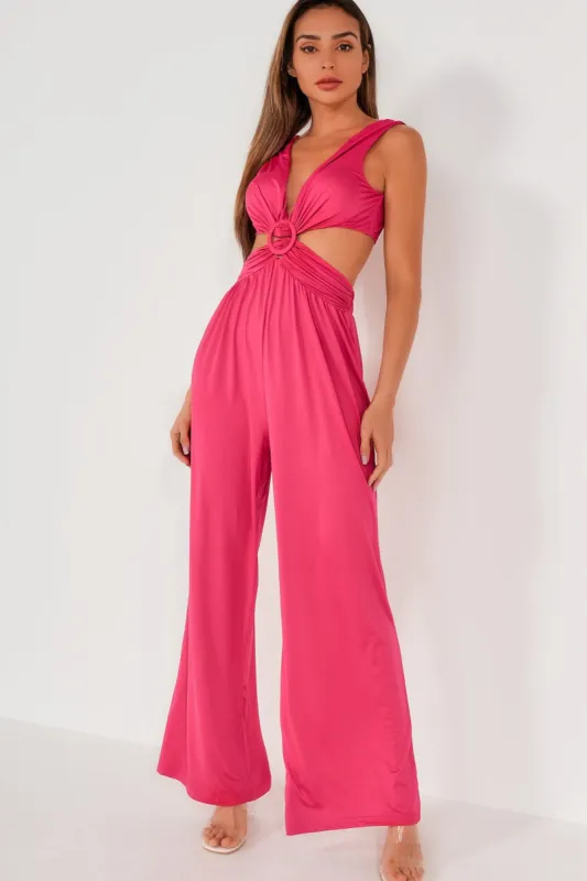 Skylar Pink Cut Out Jumpsuit sold by Va Va Voom