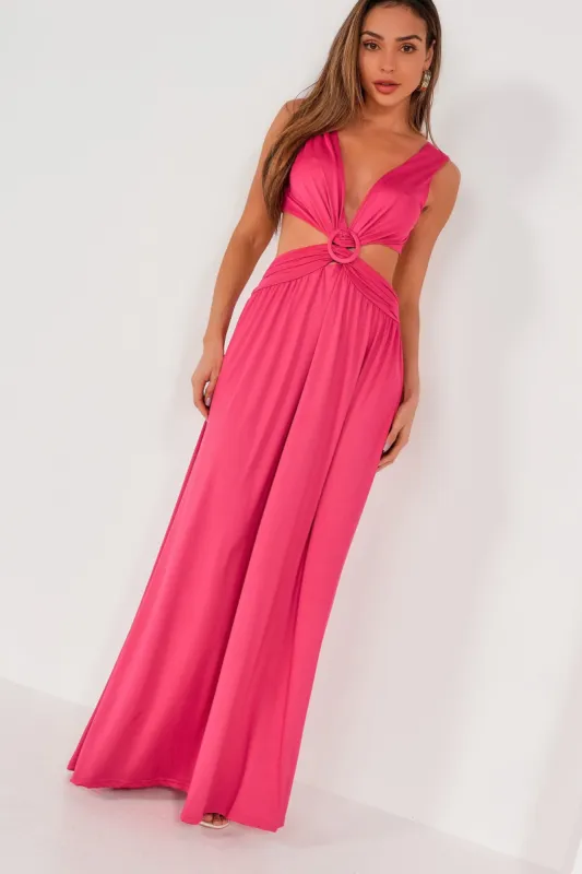 Kaiden Pink Cut Out Maxi Dress sold by Va Va Voom