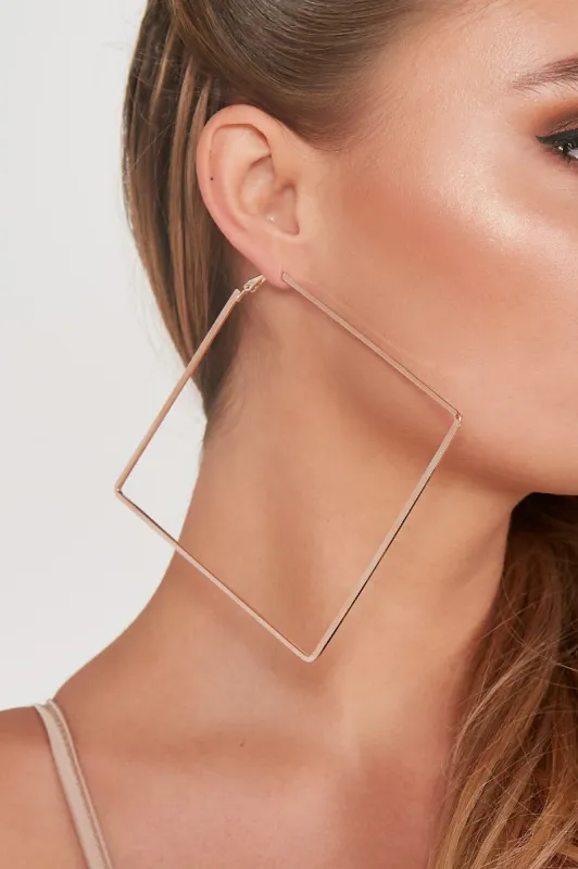 Rose Gold Large Square Hoop Earrings sold by Va Va Voom