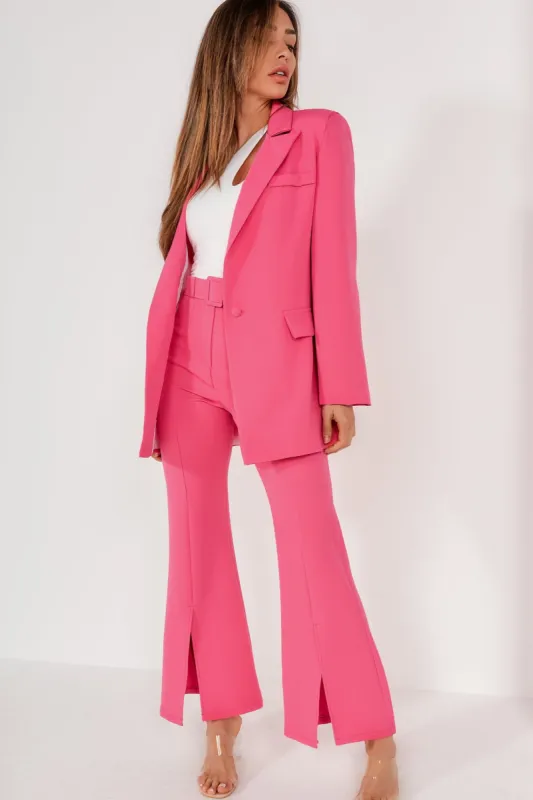 Pearly Pink Oversized Belted Blazer sold by Va Va Voom
