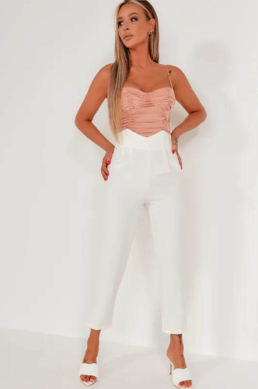 Nola White High Waist Trousers sold by Va Va Voom