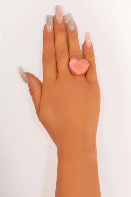Orange Marble Effect Heart Ring made by Vavavoom