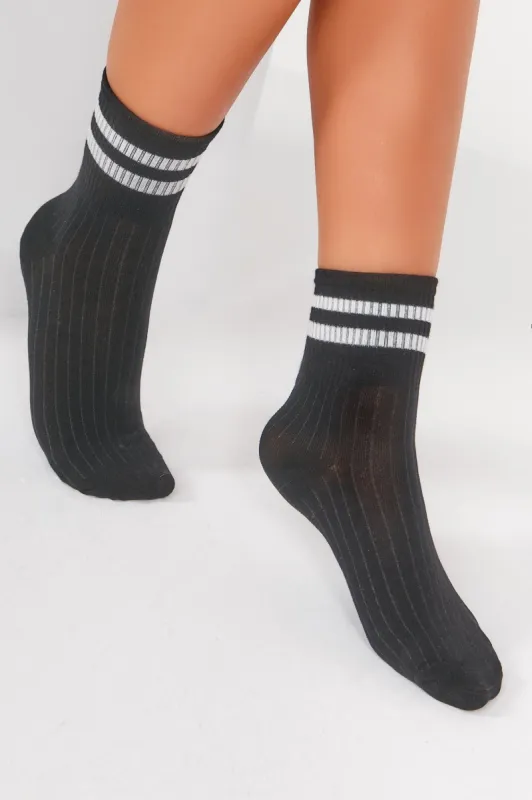 Black Stripe Sports Socks sold by Va Va Voom