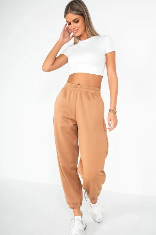 Olivia Camel Over Sized Joggers sold by Va Va Voom