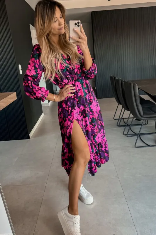 Naomi Pink Floral Midi Dress sold by Va Va Voom