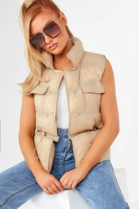 Ariane Stone Puffer Gilet sold by Va Va Voom