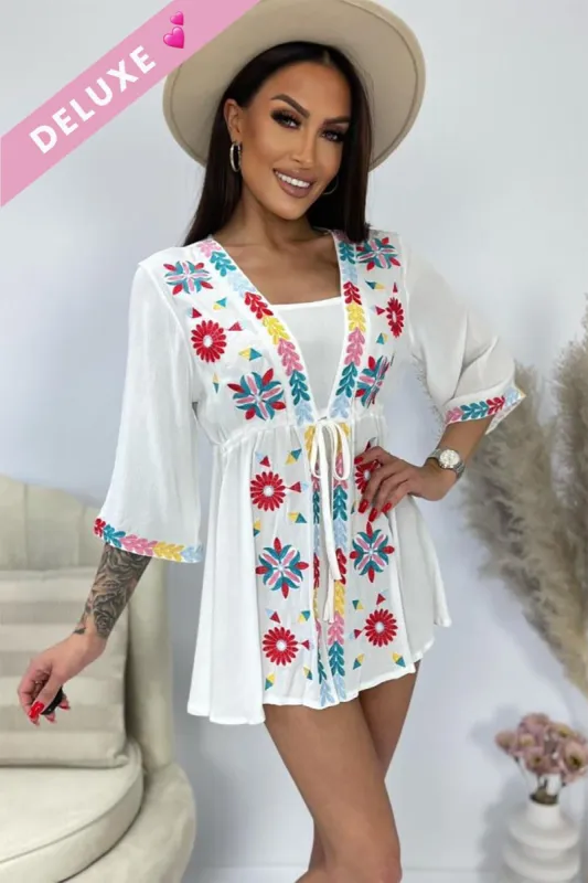 Delila White Embroidered Top sold by Va Va Voom
