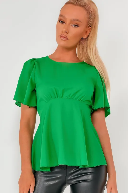 Girl In Mind Imogen Green Peplum Top sold by Va Va Voom