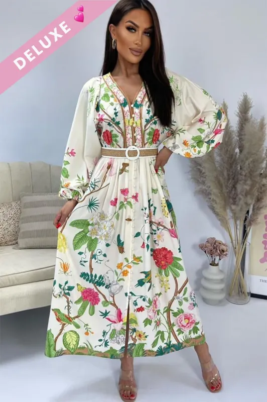 Juliana Cream Print Dress sold by Va Va Voom