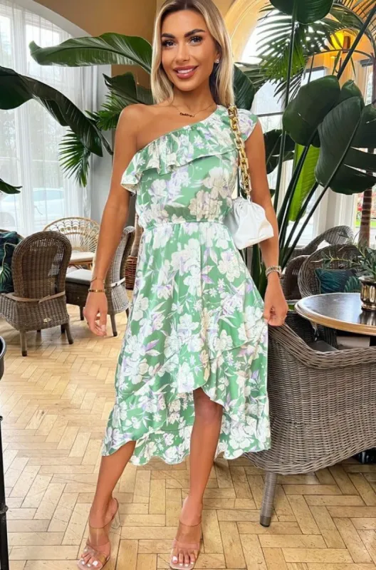AX Paris Quiana Green Floral Dress sold by Va Va Voom