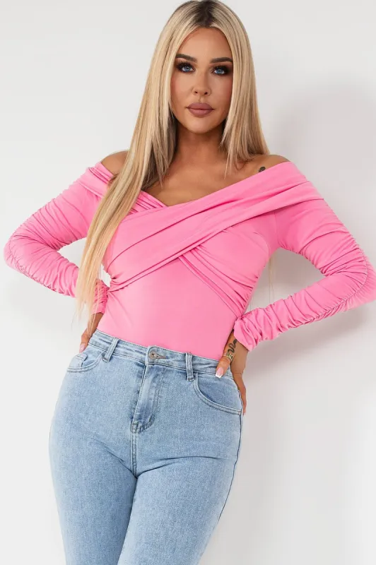 Karlie Pink Bardot Bodysuit sold by Va Va Voom