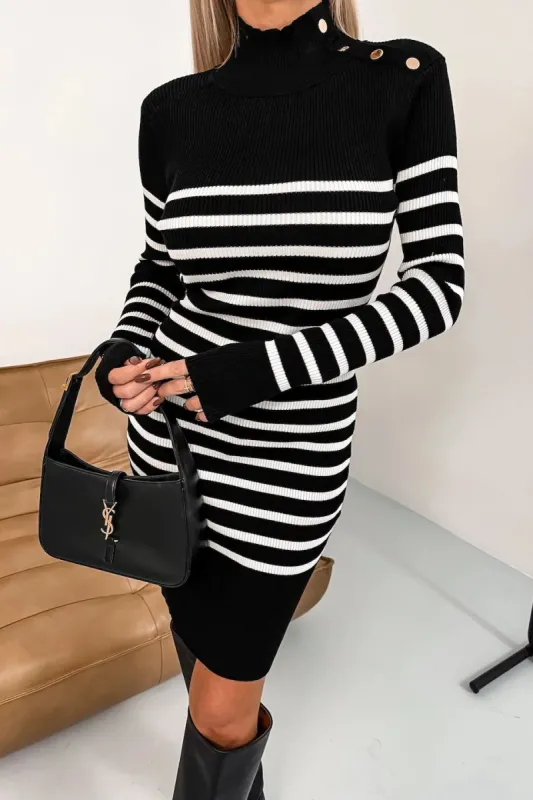 Sylvie Monochrome Knit Striped Dress sold by Va Va Voom