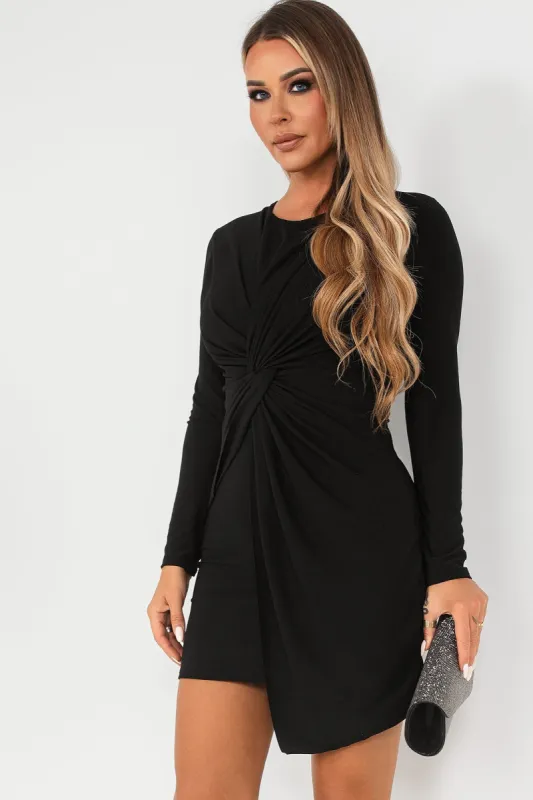 Zaida Black Twist Front Dress sold by Va Va Voom