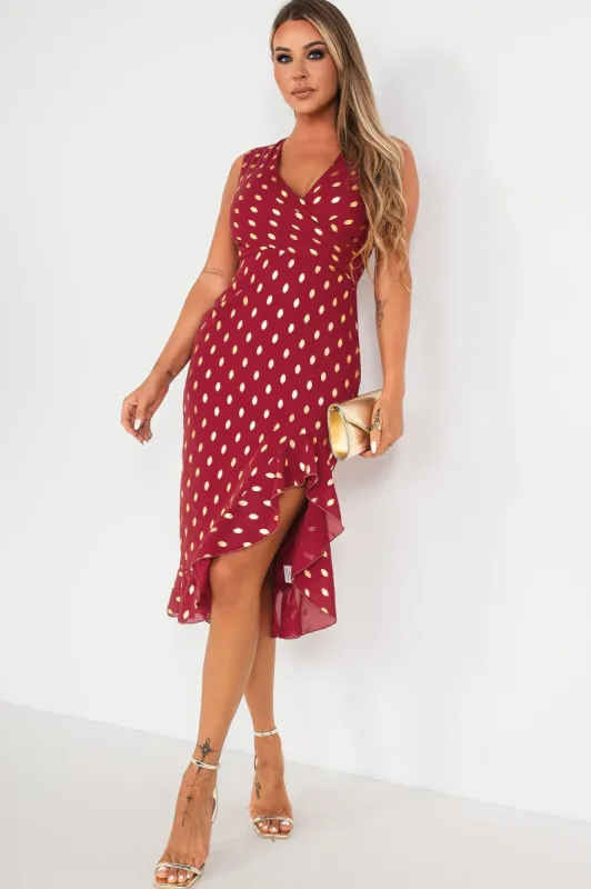 Girl In Mind Hendrix Burgundy Foil Print Midi Dress sold by Va Va Voom