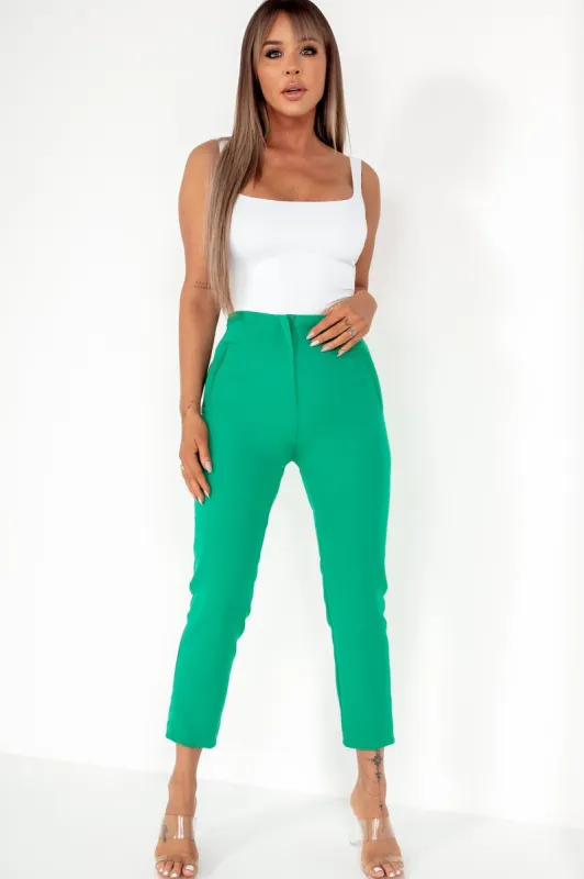 Ohanna Green Cigarette High Waist Trousers sold by Va Va Voom