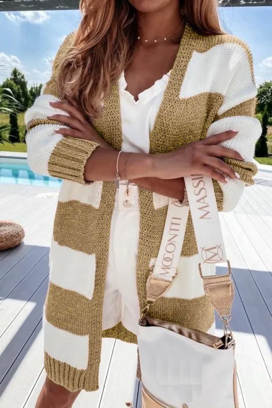 Aria Gold Knit Shimmer Cardigan sold by Va Va Voom