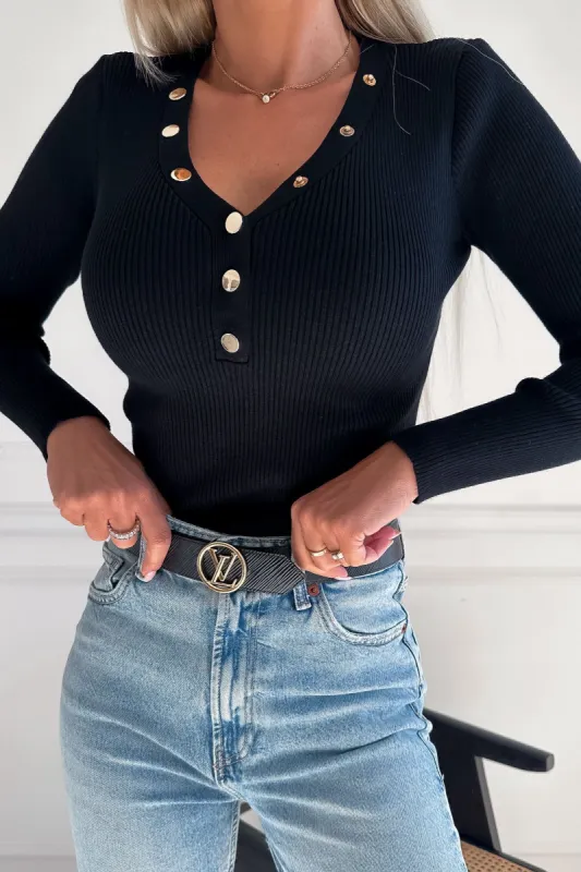 Chloe Black Knit Bodysuit sold by Va Va Voom