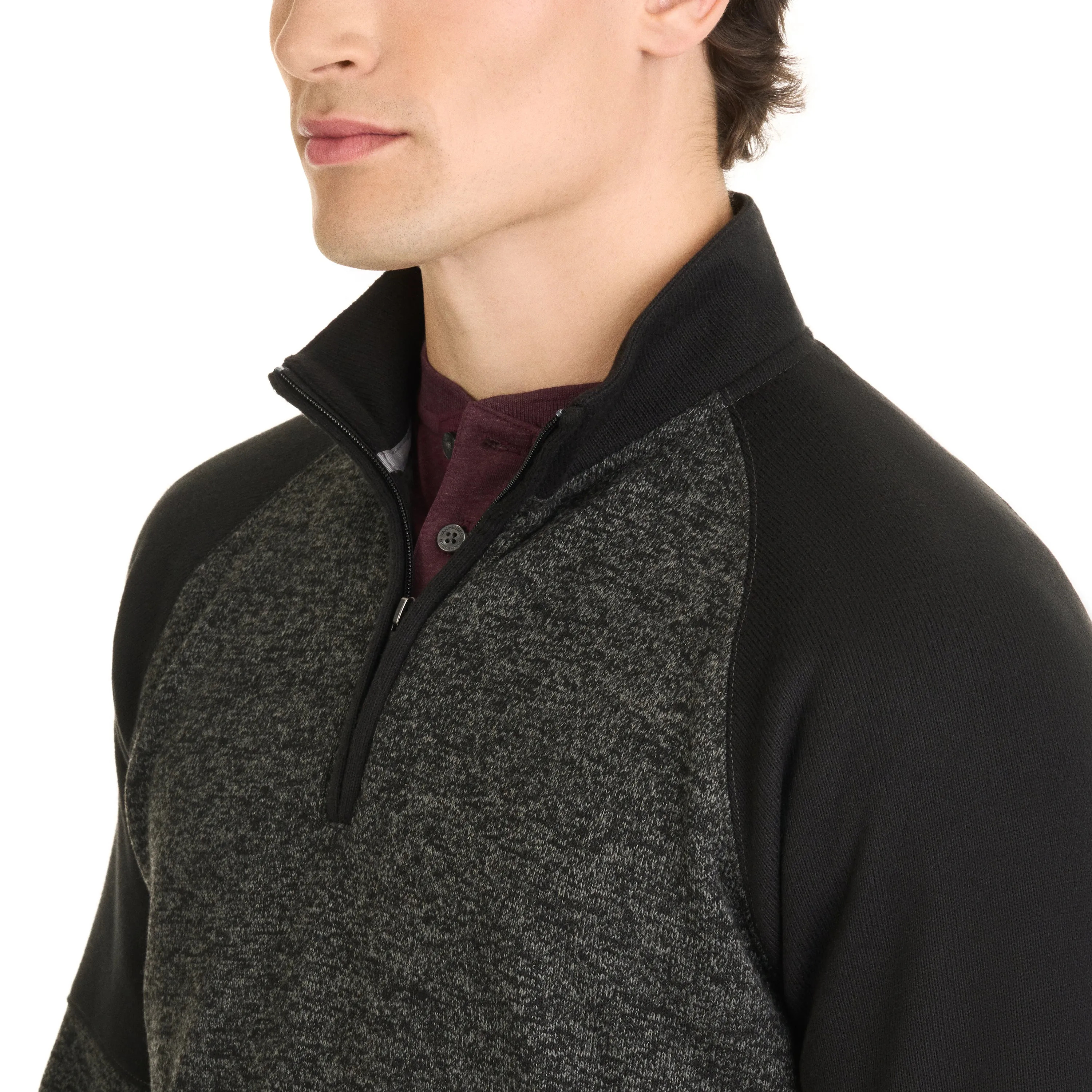 Essential Sweater Fleece Blocked Quarter Zip Pullover- Regular Fit sold by Van Heusen product image thumbnail 5