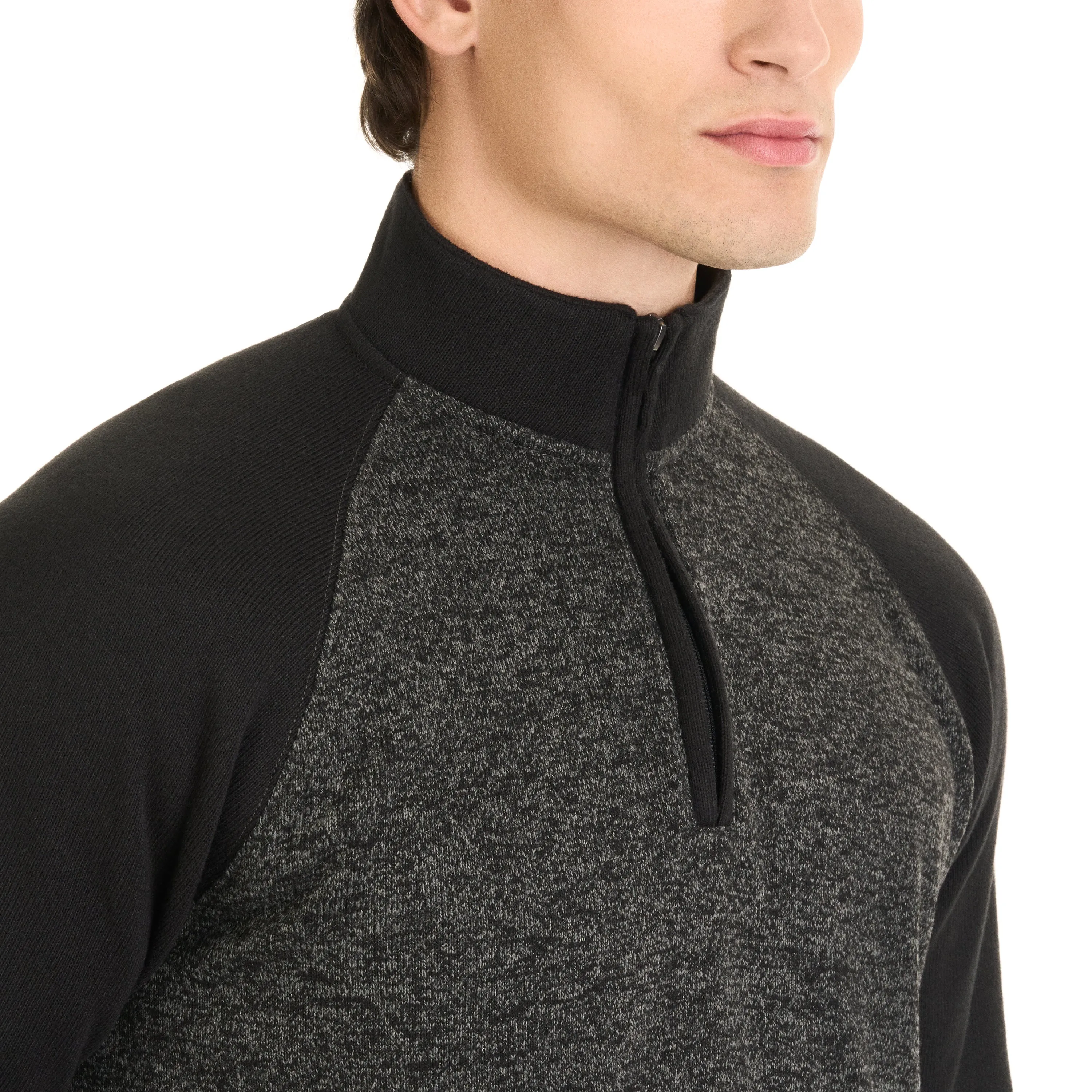 Essential Sweater Fleece Blocked Quarter Zip Pullover- Regular Fit sold by Van Heusen product image thumbnail 4