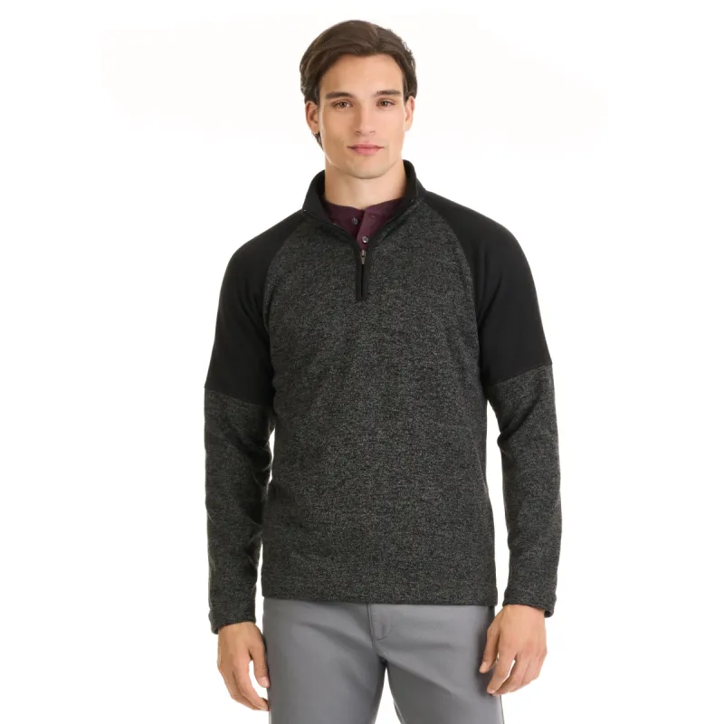 Essential Sweater Fleece Blocked Quarter Zip Pullover- Regular Fit sold by Van Heusen