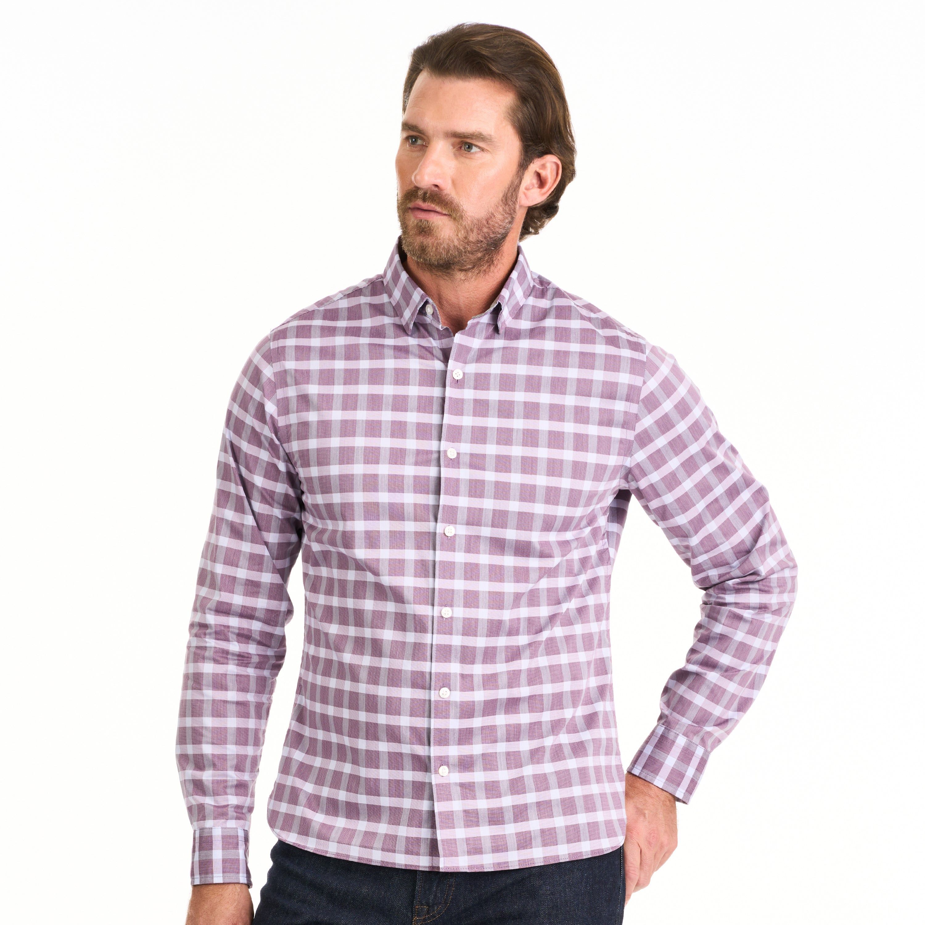 Essential Stain Shield Long Sleeve Shirt Plaid - Slim Fit sold by Van Heusen product image thumbnail 3