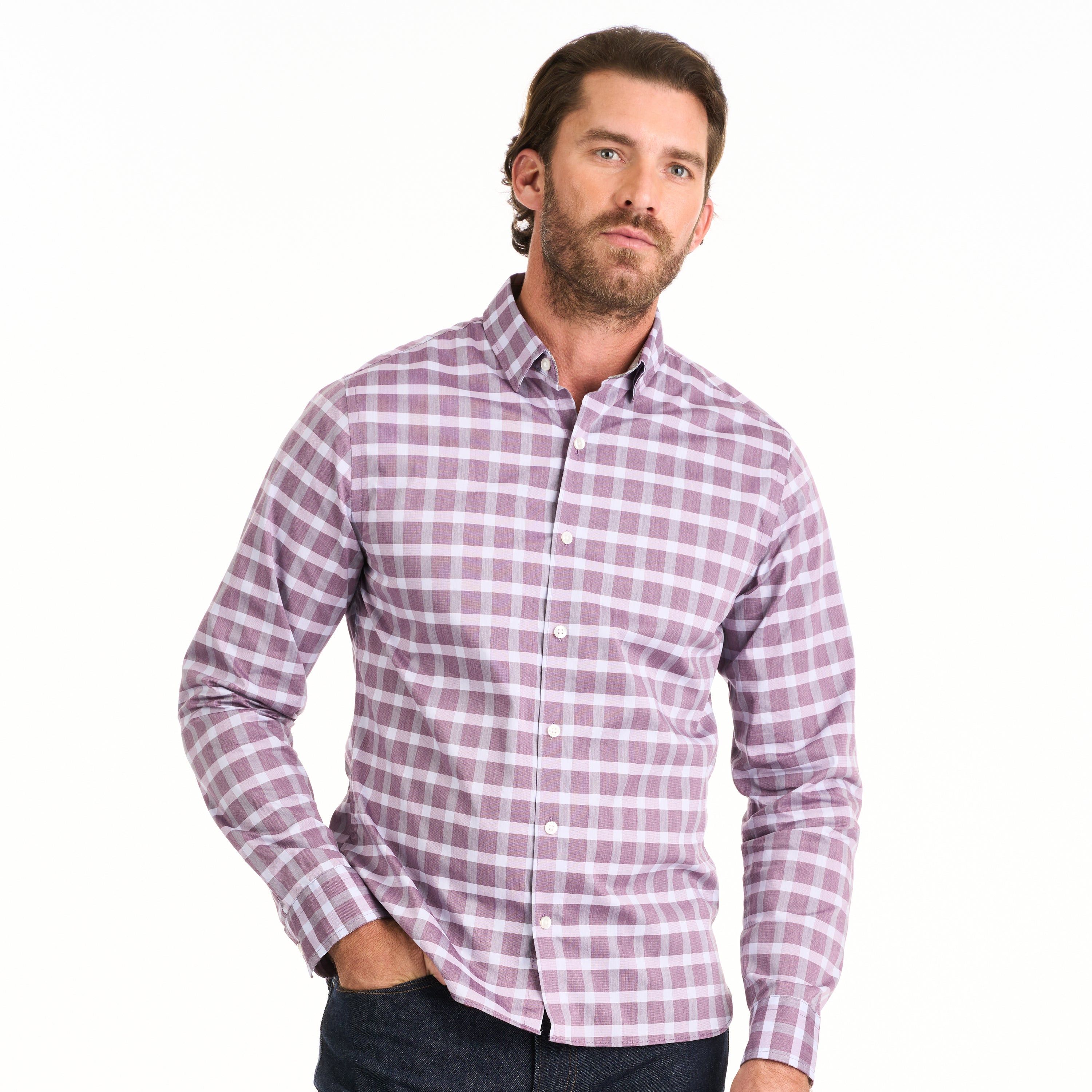 Essential Stain Shield Long Sleeve Shirt Plaid - Slim Fit sold by Van Heusen