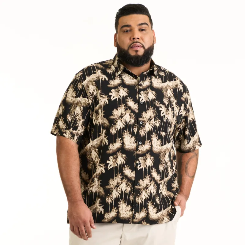 Weekend Camp Midnight Palm Print Woven Short Sleeve Shirt - Big & Tall sold by Van Heusen