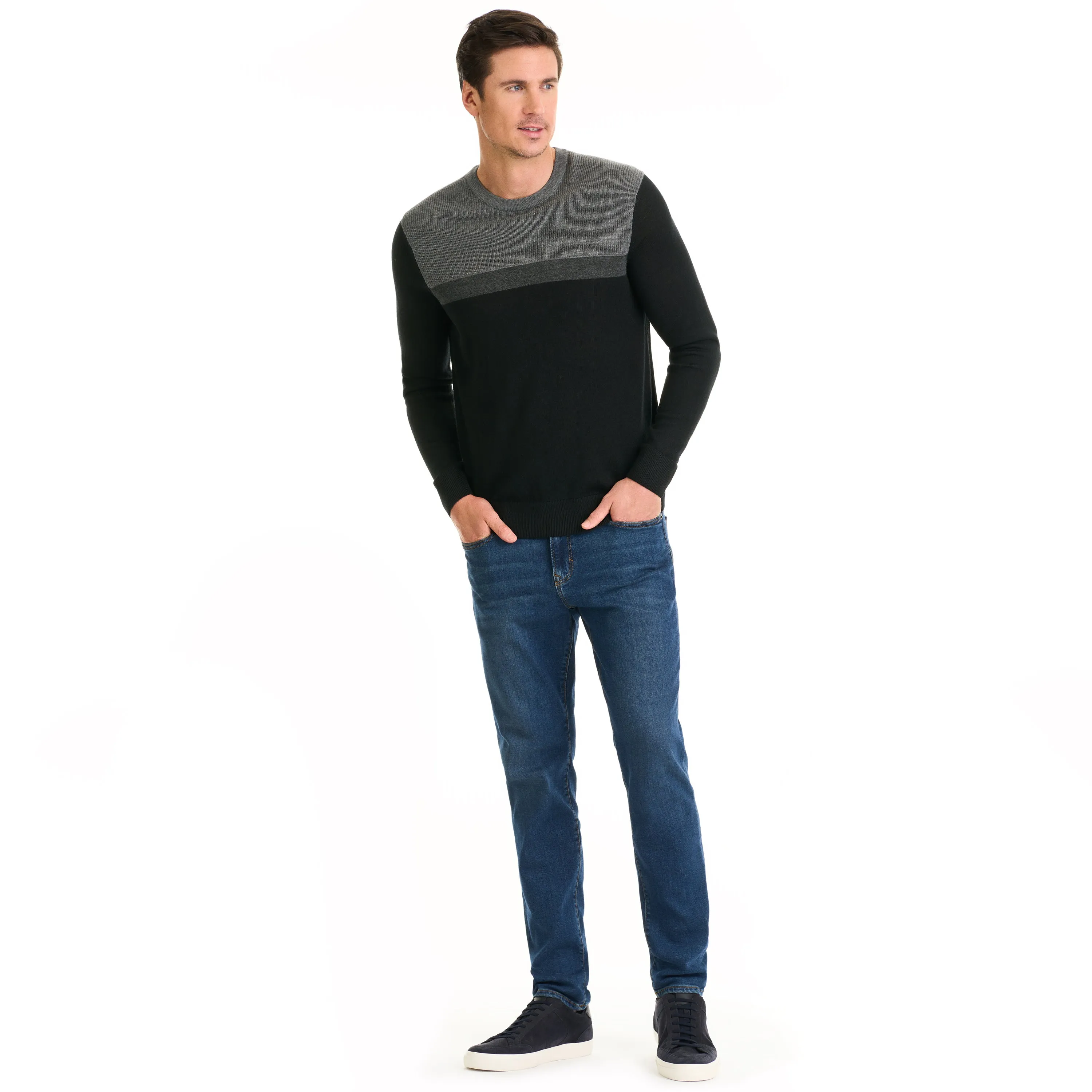 Essential Merino Stitch Color Blocked Sweater - Regular Fit sold by Van Heusen product image thumbnail 2