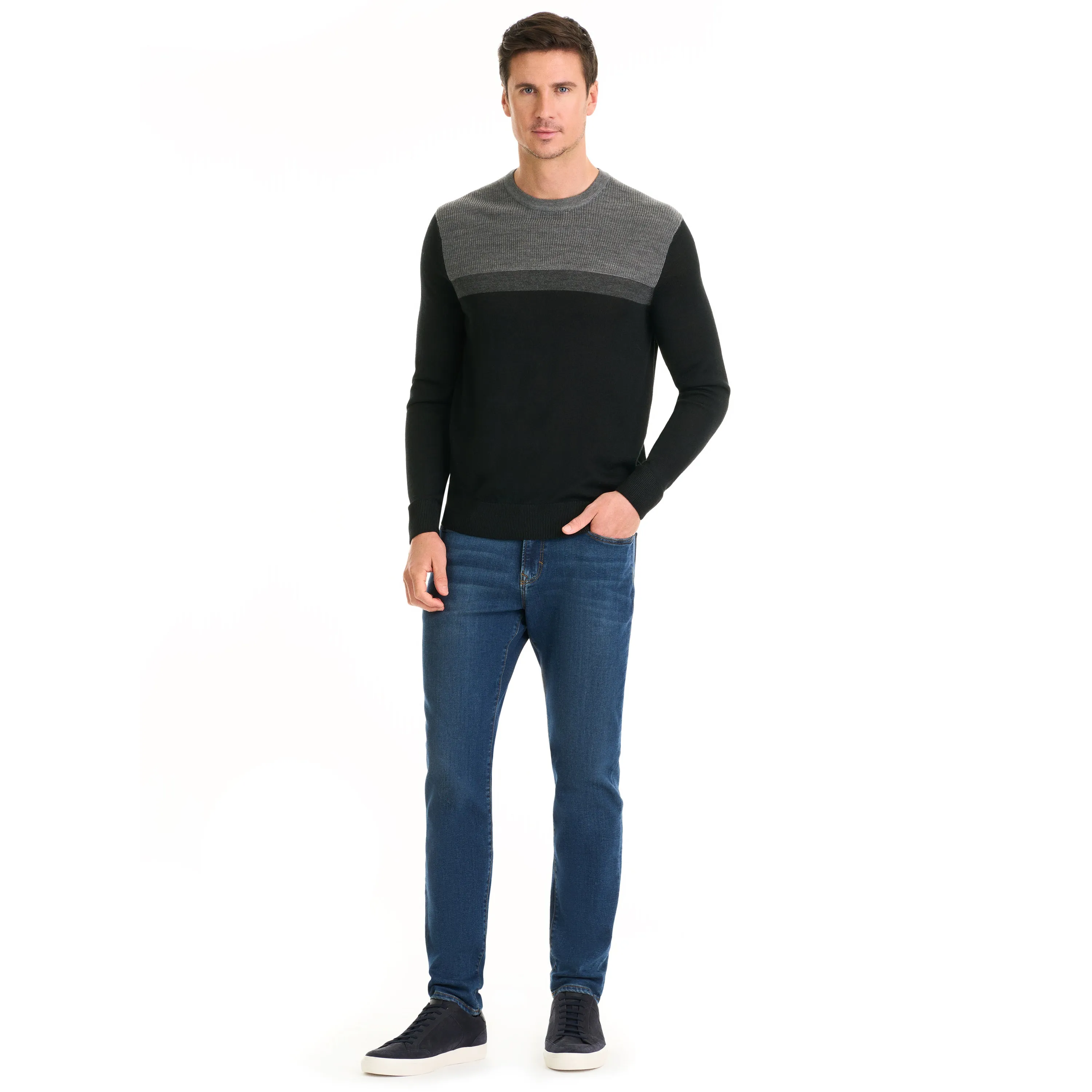 Essential Merino Stitch Color Blocked Sweater - Regular Fit sold by Van Heusen product image thumbnail 3