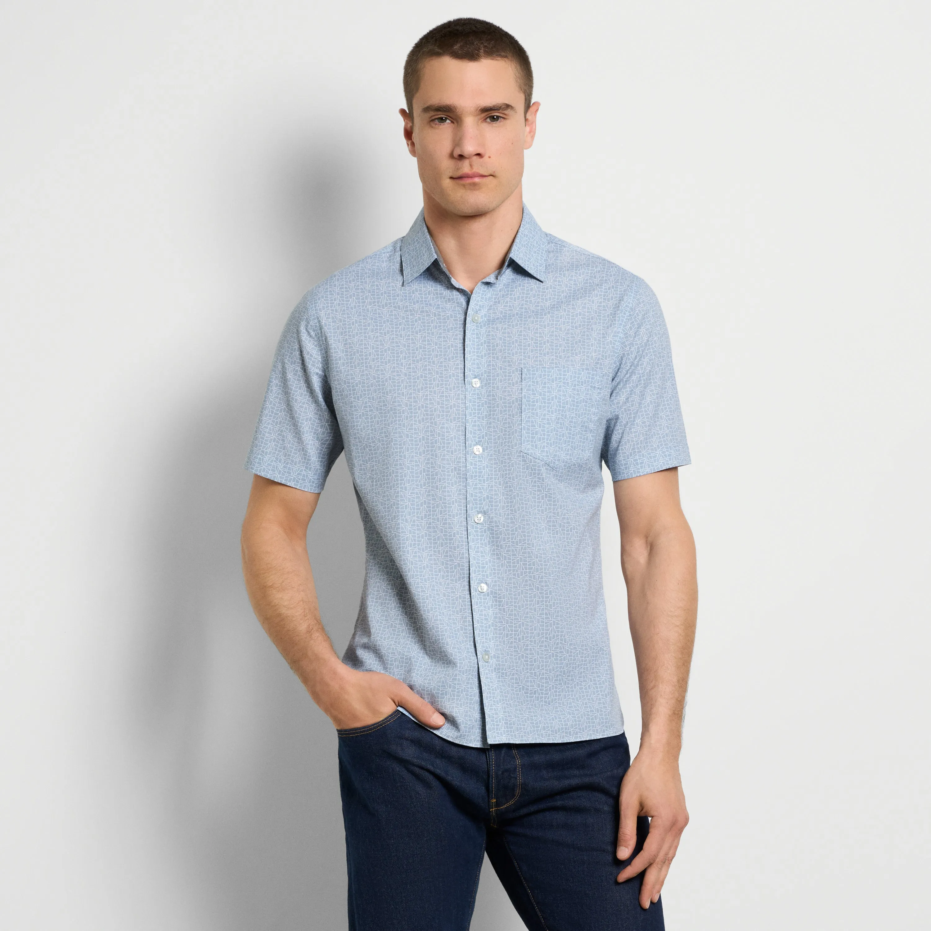 Folsen Short Sleeve Stain Shield Shirt Graph Print - Slim Fit sold by Van Heusen