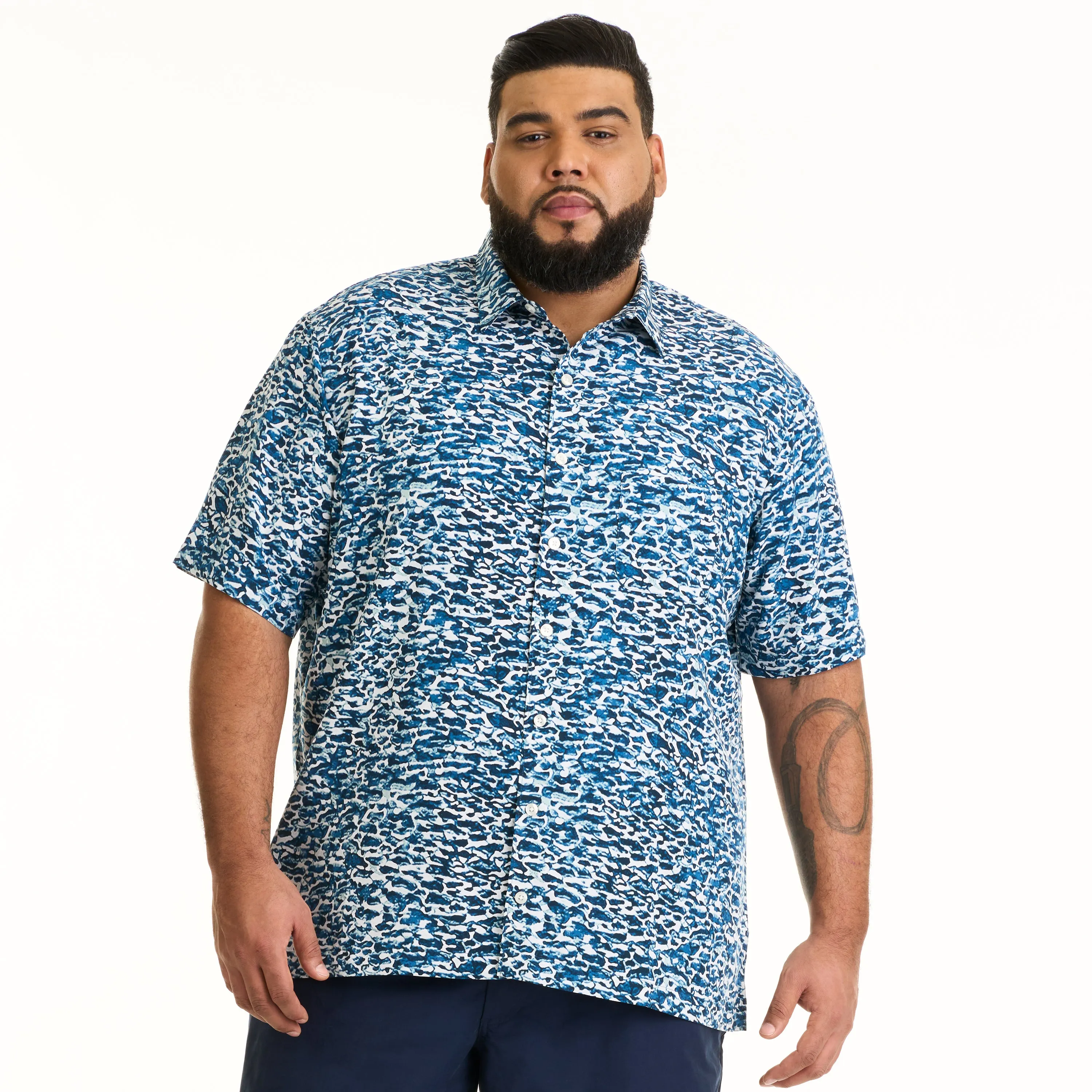 Weekend Camp Waves Woven Print Short Sleeve Shirt - Big & Tall sold by Van Heusen