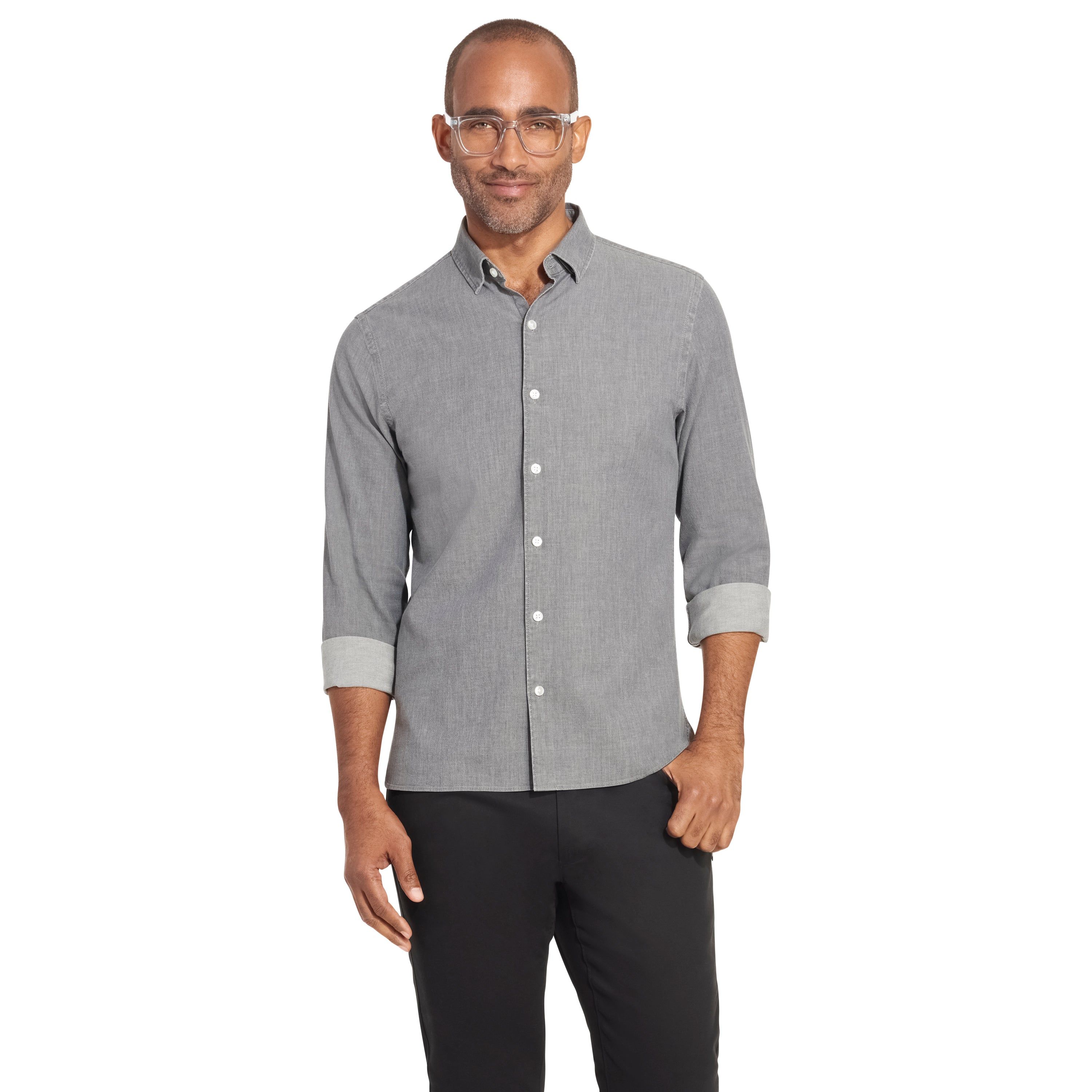 Essential Stain Shield Long Sleeve Shirt Indigo Slim Fit sold by Van Heusen product image thumbnail 2
