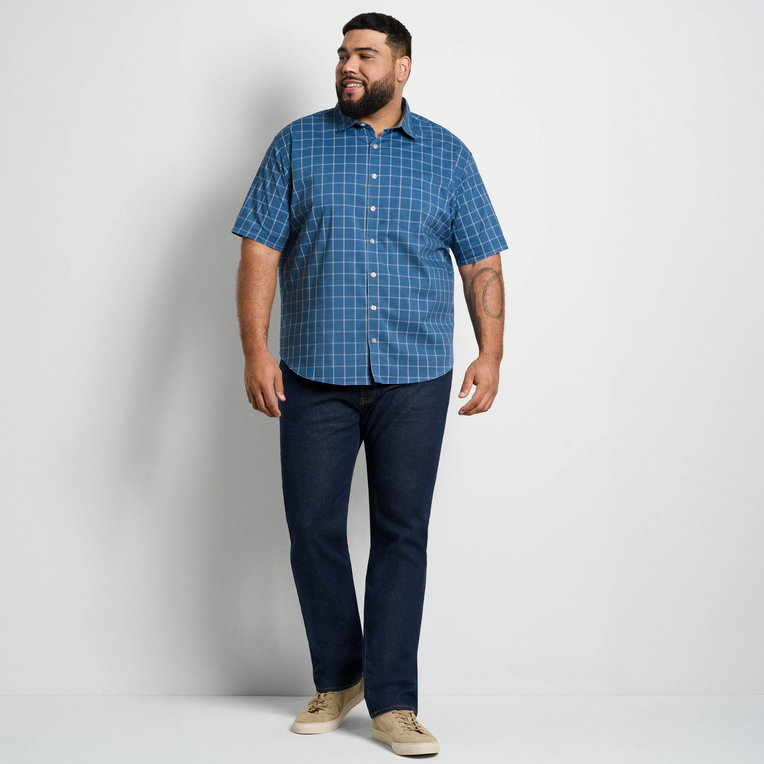 Folsen Short Sleeve Stain Shield Print Grid - Big & Tall sold by Van Heusen product image thumbnail 2
