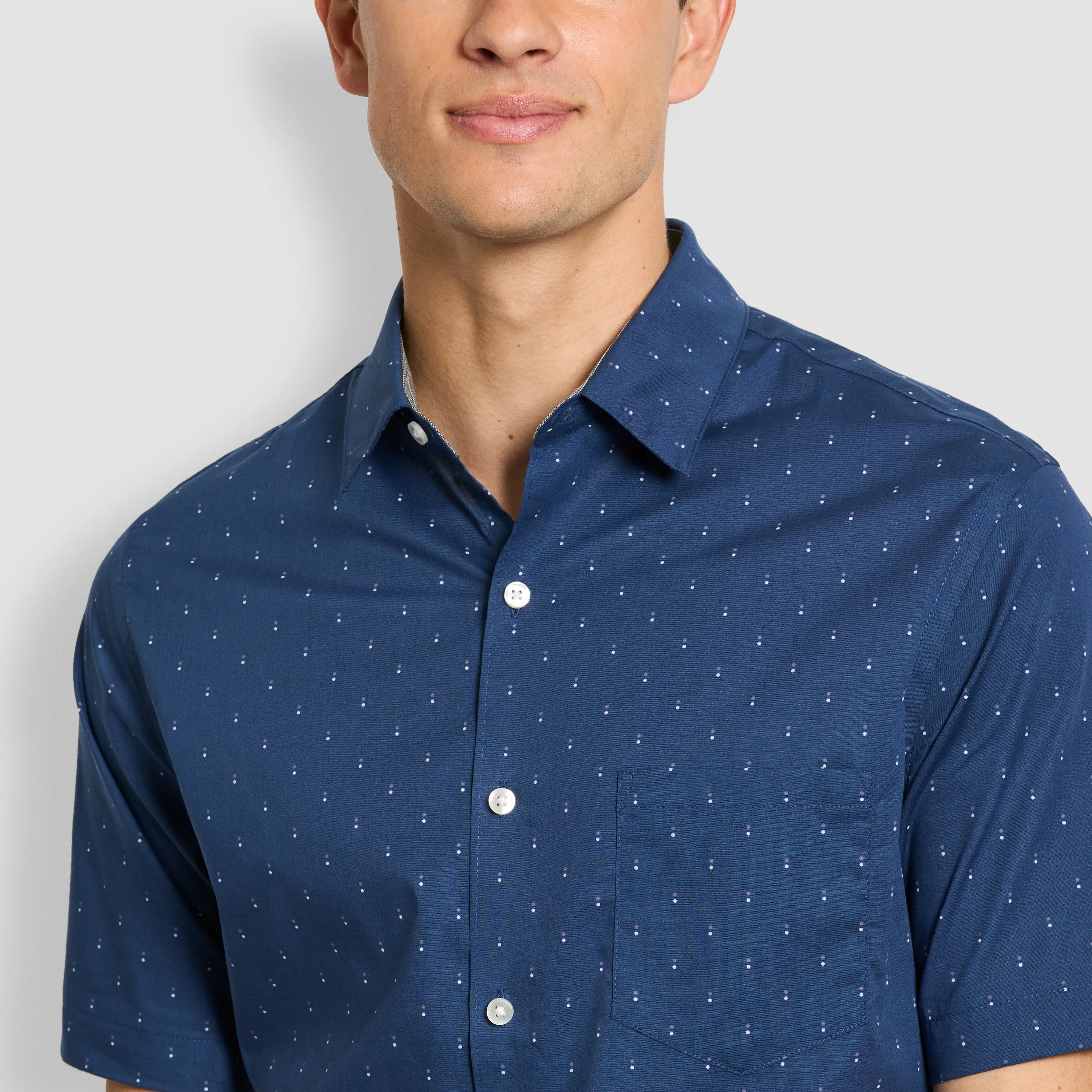 Folsen Short Sleeve Stain Shield Double Dot Print - Slim Fit sold by Van Heusen product image thumbnail 3