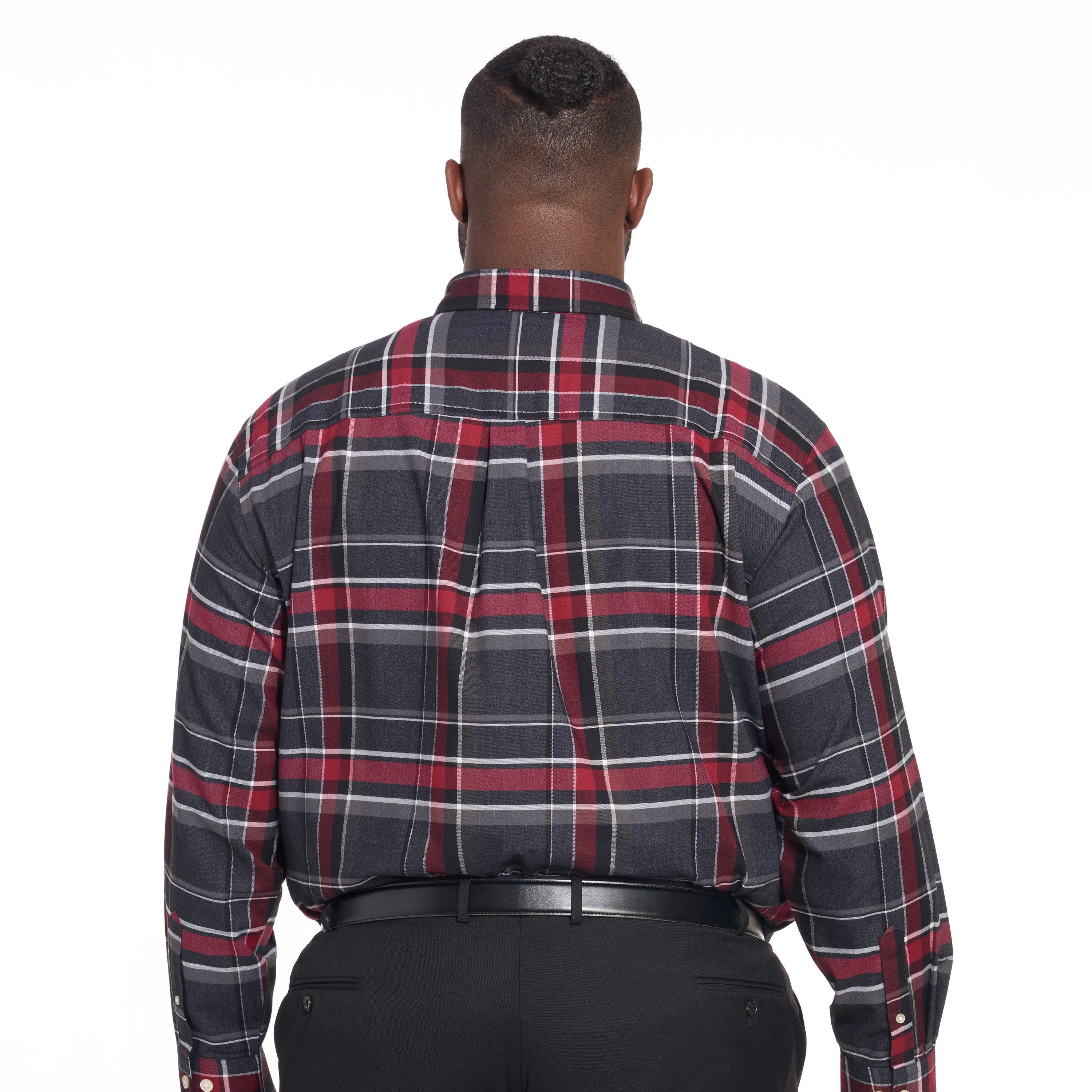 Weekend Cotton Twill Red Printed Plaid Long Sleeve Shirt Regular Fit - Big & Tall sold by Van Heusen product image thumbnail 3