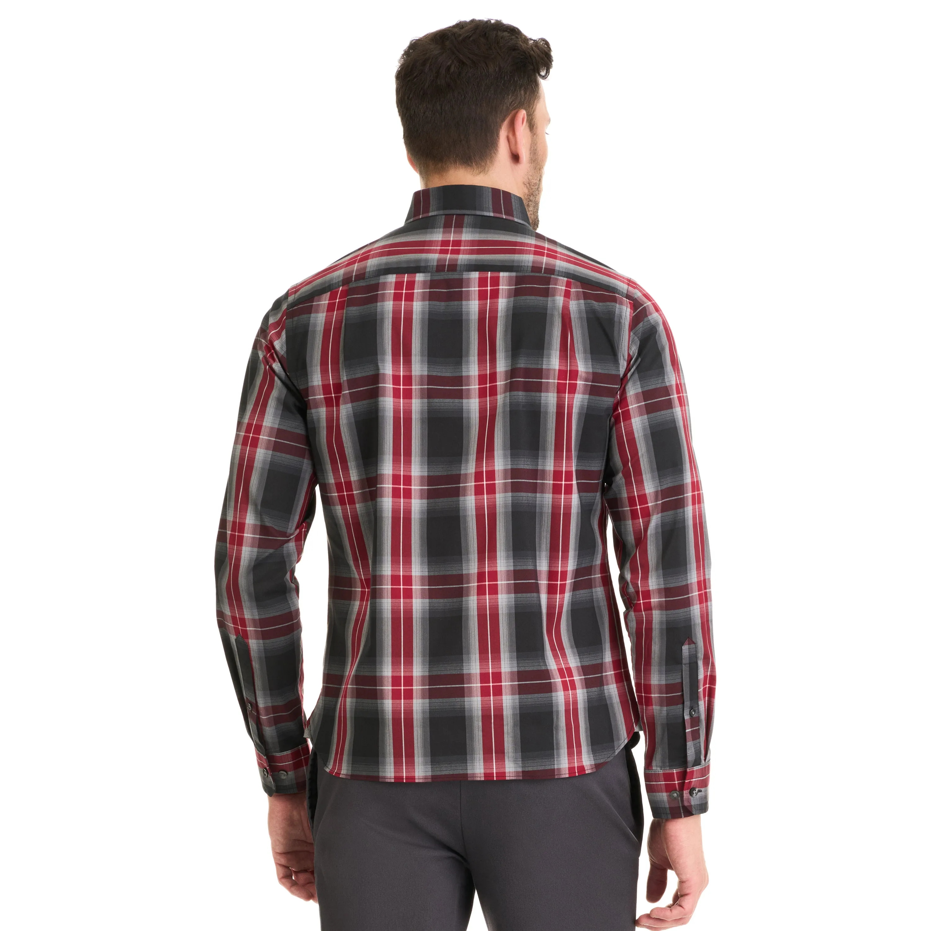 Essential Stain Shield Shirt Long Sleeve Wovens Charcoal Plaid Print - Slim Fit sold by Van Heusen product image thumbnail 5